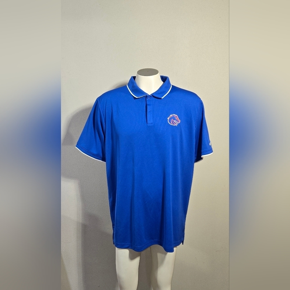 NWT Nike Dri-Fit Boise State Broncos Campus Short Sleeve Polo Shirt Blue Men's S